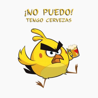 Yellow, Amarillo Pájaro Cabreado tomándose una cerveza