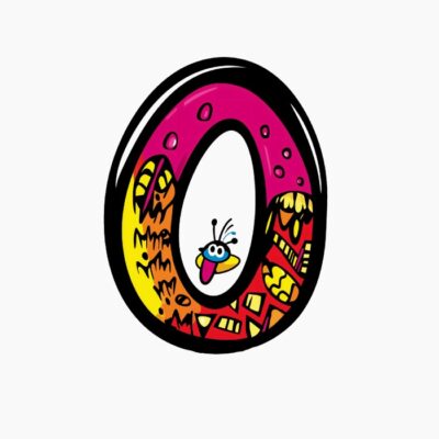 Monograma Letra O divertida, colorida, tribal y contemporánea