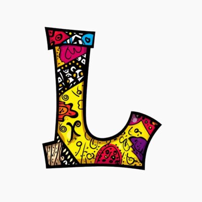 Monograma Letra L divertida, colorida, tribal y contemporánea