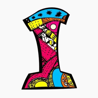 Monograma Letra I divertida, colorida, tribal y contemporánea