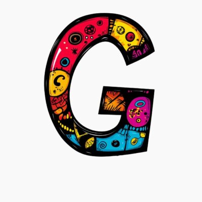 Monograma Letra G divertida, colorida, tribal y contemporánea