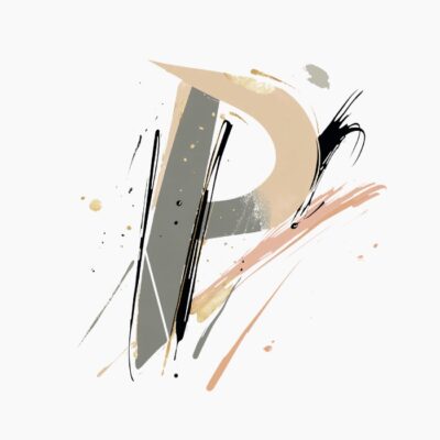 Monograma letra P, abstracta, contemporanea y elegante