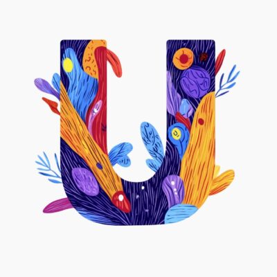 Monograma letra U, estilo favista Matisse, colorido