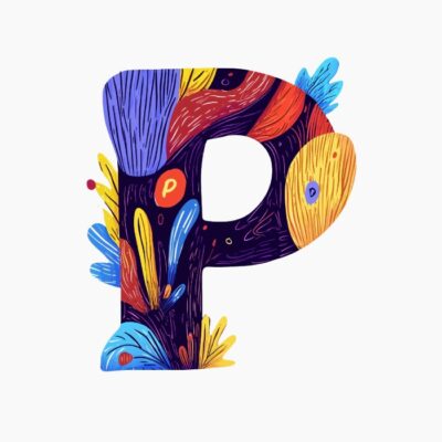 Monograma letra P, estilo favista Matisse, colorido