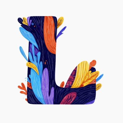 Monograma letra L, estilo favista Matisse, colorido