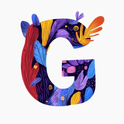 Monograma letra G, estilo favista Matisse, colorido