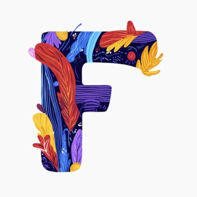 Monograma letra F, estilo favista Matisse, colorido