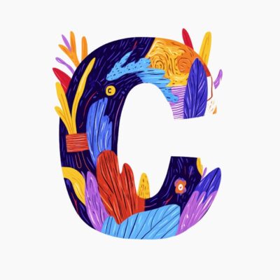 Monograma letra C, estilo favista Matisse, colorido