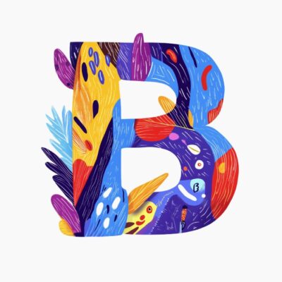 Monograma letra B, estilo favista Matisse, colorido