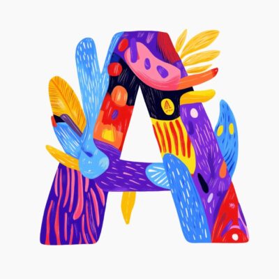 Monograma letra A, estilo favista Matisse, colorido