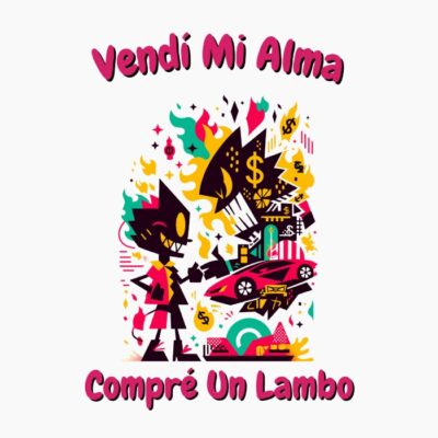 Diseño urbano divertido con humor estilo basquiat, graffiti, pensador, alma, lambo