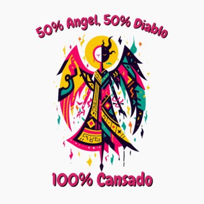 Diseño urbano divertido con humor estilo basquiat, graffiti, angel o demonio