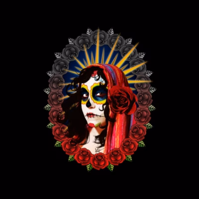 Catrina Calavera Mexicana and Roses