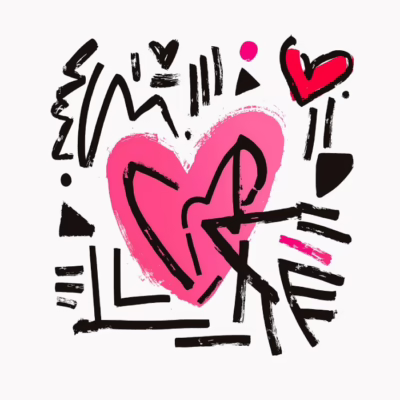 Corazón grafiti moderno colorido estilo basquiat