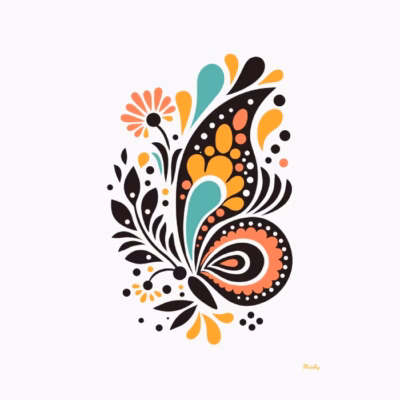 Mariposa botánica en estilo escandinavo – diseño artístico minimalista para mujer