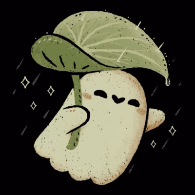 Cute Ghost with Leaf Umbrella