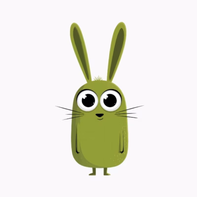 Camisetas de Animales Divertidos Diseño Vectorial Único para Amantes de la Naturaleza- Conejo Verde