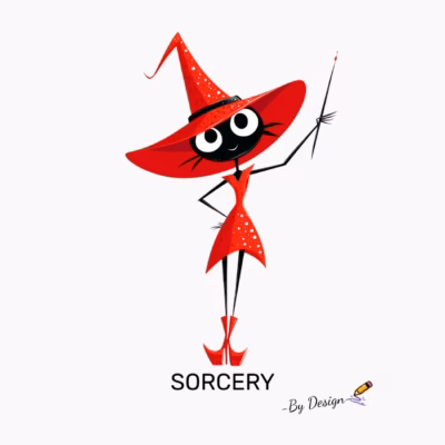 Camiseta Gata Bruja Roja SORCERY - By Design Diseño Elegante y Divertido