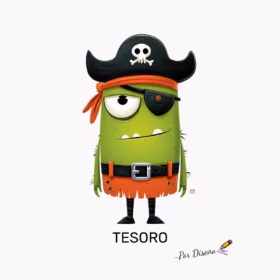 Camiseta Pirata Verde TESORO - Por Diseño Diseño Divertido y Original