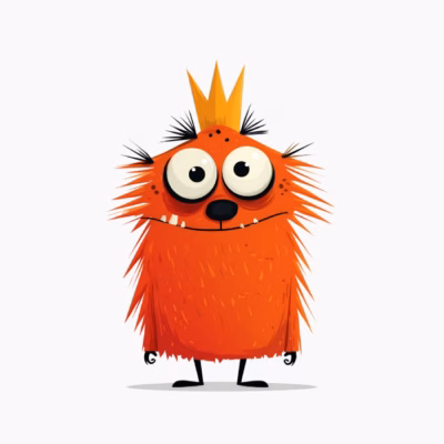 Monstruo Peludo Naranja con Corona Diseño Unisex para Niños y Jóvenes