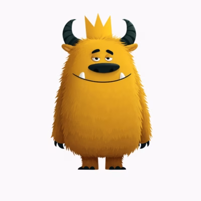 Monstruo Peludo Amarillo con Corona Diseño Unisex para Niños y Jóvenes