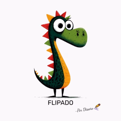 Dinosaurio Divertido FLIPADO - Por Diseño Ilustración Original y Única