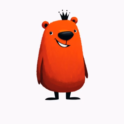 Oso Rojo con Corona Personaje Alegre para Niños y Jóvenes Diseño Original