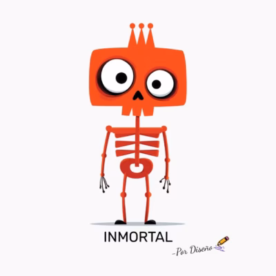 Esqueleto Rojo Divertido INMORTAL - Por Diseño Estilo Infantil, Juvenil, y Adulto