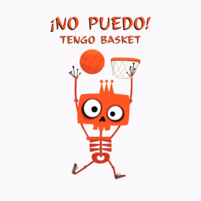 Camiseta Esqueleto Naranja Basket ¡No Puedo! Tengo Basket Diseño Divertido