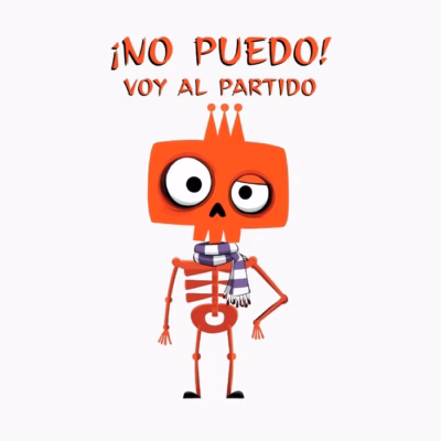 Esqueleto Divertido con Bufanda ¡No Puedo! Voy al Partido Humor Futbolero