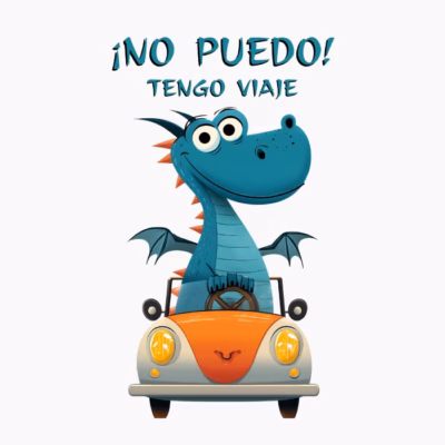 Dragón Viajero Divertido ¡No Puedo! Tengo Viaje Humor Aventuras