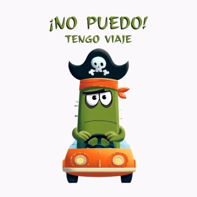 Cactus Pirata Divertido Conduciendo ¡No Puedo! Tengo Viaje Humor de Viajes