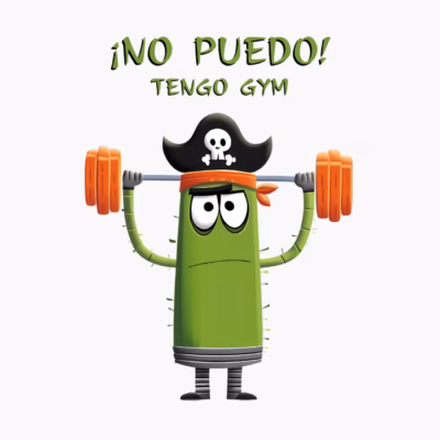 Cactus Pirata Divertido Levantando Pesas ¡No Puedo! Tengo Gym Humor de Gimnasio