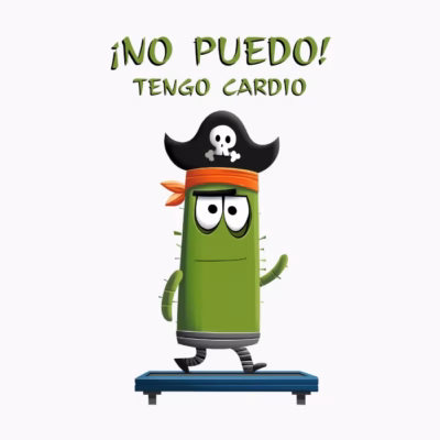 Cactus Pirata Divertido Corriendo en Cinta ¡No Puedo! Tengo Cardio Humor de Gimnasio