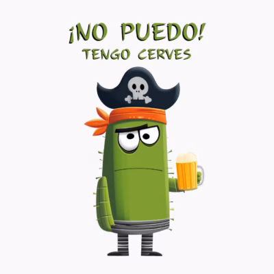 Cactus Pirata Divertido Con una Cerveza ¡No Puedo! Tengo Cerves Humor de Amigos