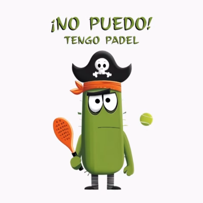 Cactus Pirata Divertido Jugando al Padel ¡No Puedo! Tengo Padel. Humor de Jugador de Padel.