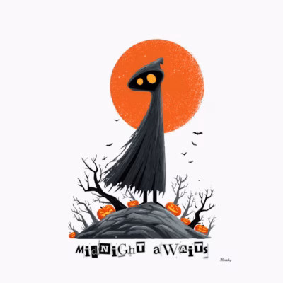 Figura encapuchada Medianoche espera, spooky halloween