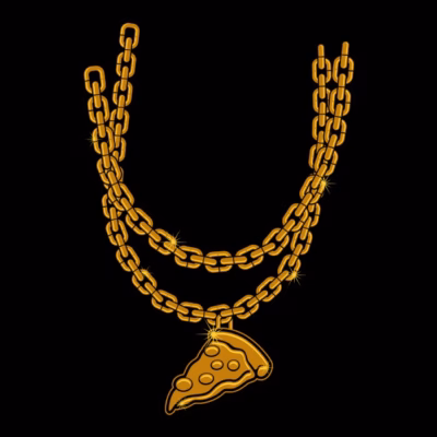 golden pizza necklace