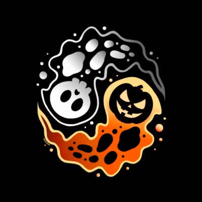 Ying yang skull citrouille