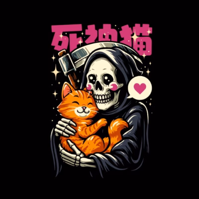 Grim Reaper Loves Cute Cat