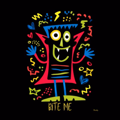 Vampiro Neón Pop Art Bite Me Halloween