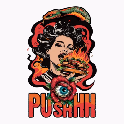 Woman Eating Spicy Hot Burger Snake