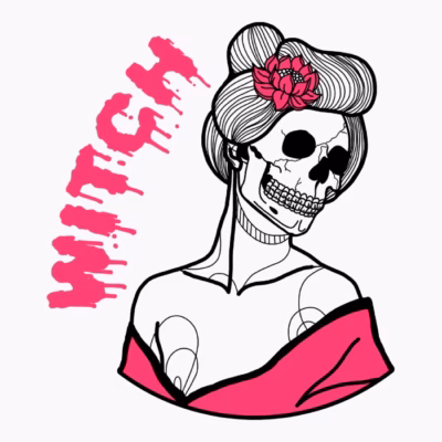 Witch Geisha Skull Halloween
