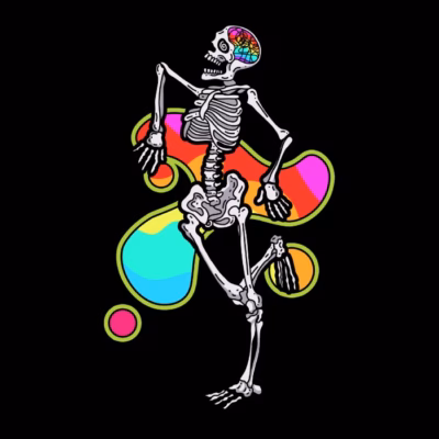 Trippy Psychedelic Dancing Skeleton