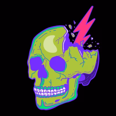 Neon Electric Bolt Skull