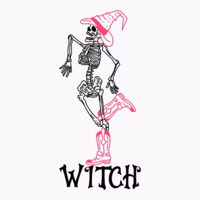 Dancing Cowboy Skeleton Head Witch Halloween